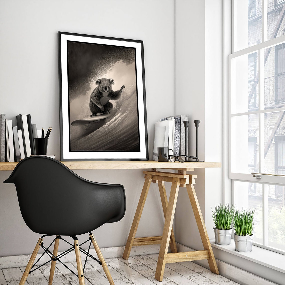 Animals Surfing Photograph Koala Bear Art Print Poster Painting Museum Quality Giclee Home Wall Dcor - Image 3