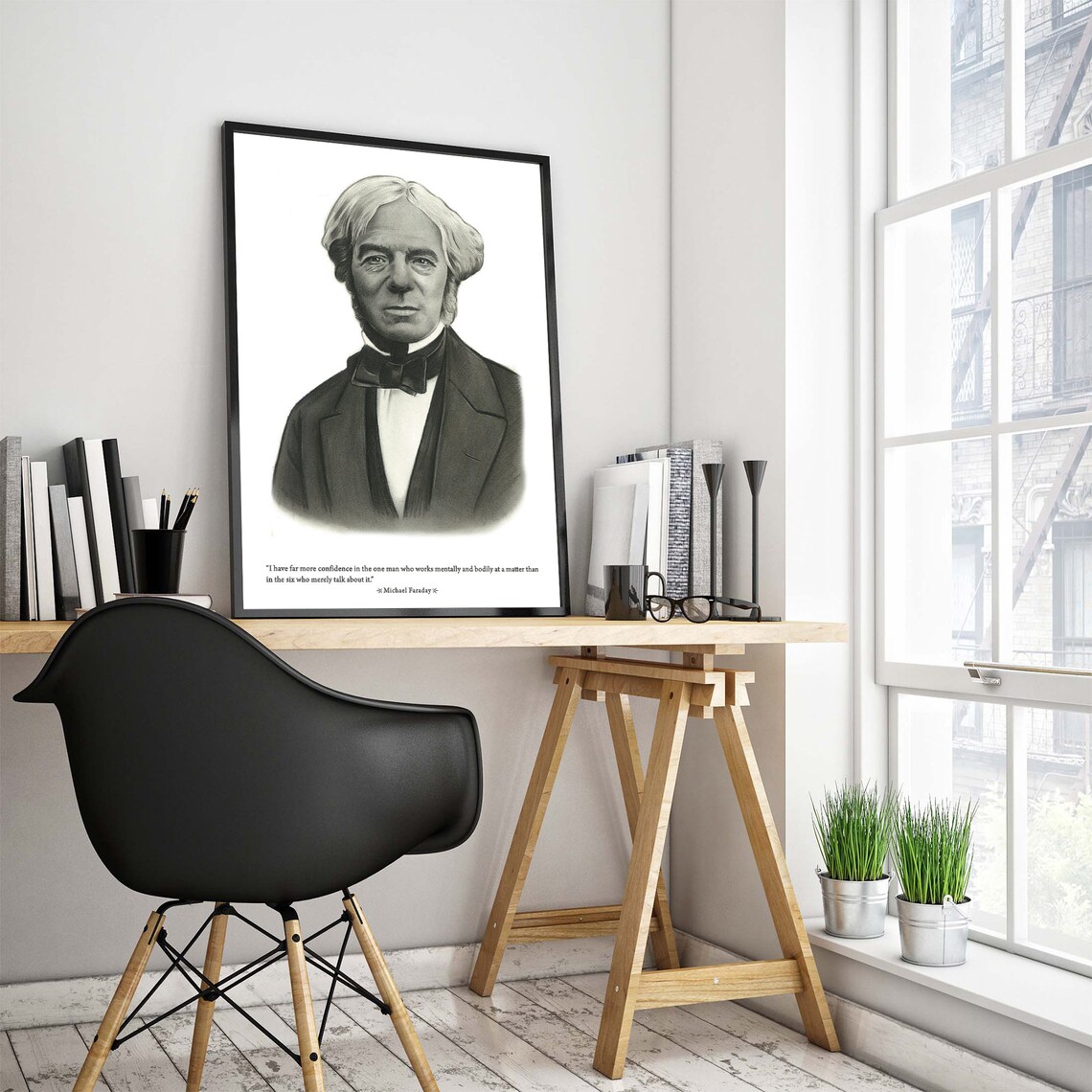 Instant Michael Faraday Art Poster Motivasyonel Inspirational Quote Pencil Drawings Oversizeddigital Print