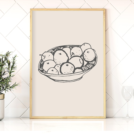 Fruit Bowl Kitchen Wall Art Modern Style Posters With Food Vintage Food Poster Kitchen Wall Art Kitchen Decor Modern Food Print