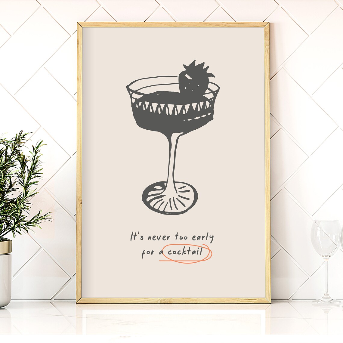 Cocktail Bar Cosmo Art Print, Vintage Kitchen Decor - Image 4