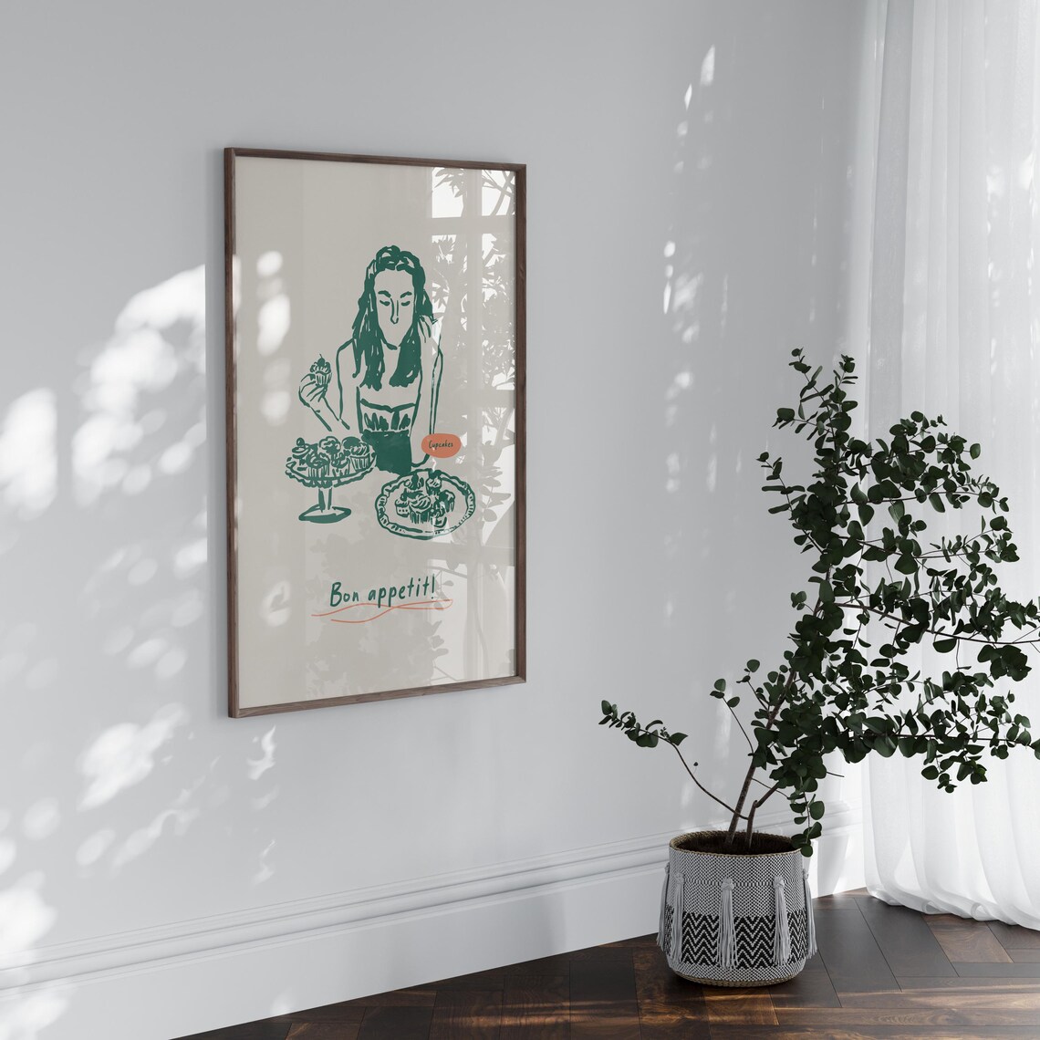 Cake Dessert Girl, Modern Style Kitchen Decor Poster - Image 2
