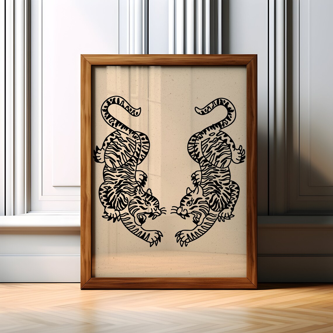 Tiger Minimalist Japanese Wall Art Print