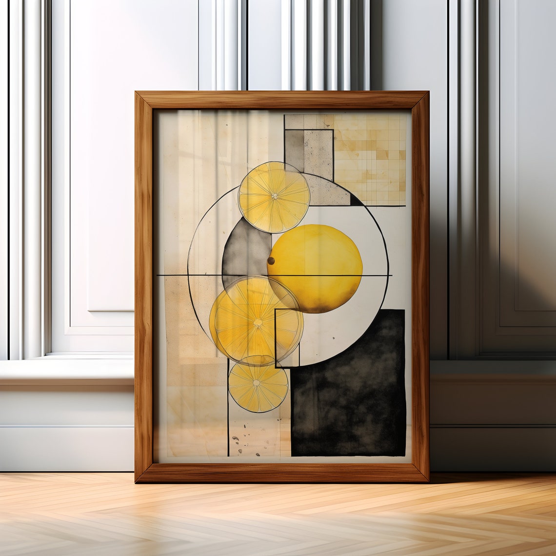 Lemon Minimalist Abstract Wall Art Abstract Lemon Poster Print Lemon Boho Style Wall Art Decor Abstract Lemon Poster