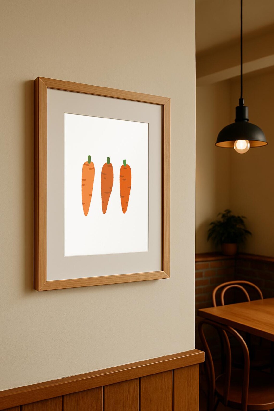Three Orange Carrots Minimal Kids Room Cute Vegetable Illustration Gift Art Poster