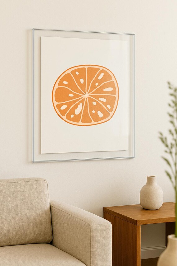 Orange Slice Citrus Cross Section Minimalist Kitchen Illustration Poster