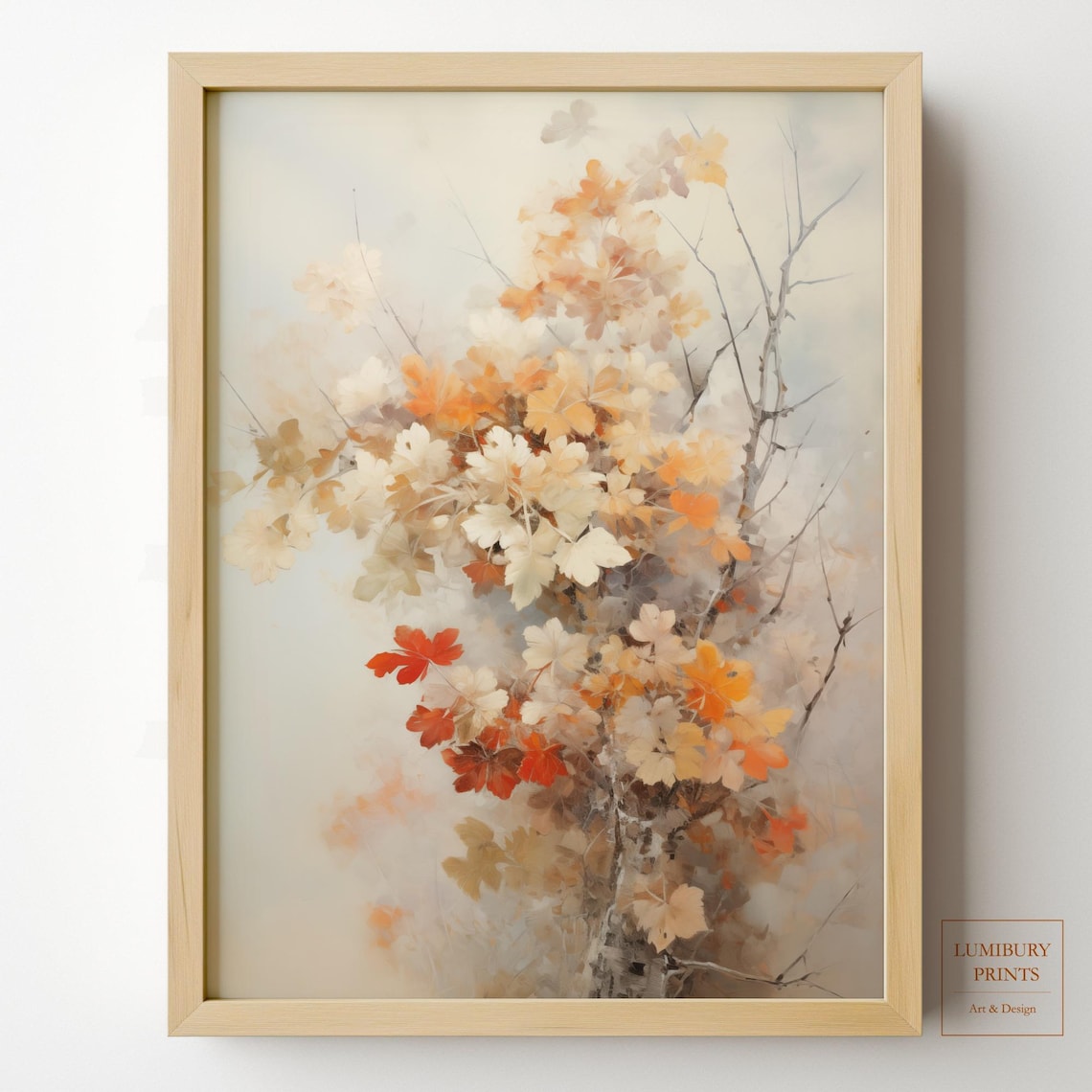 Autumn Maple Leaves Soft Watercolor Fall Botanical Art Poster