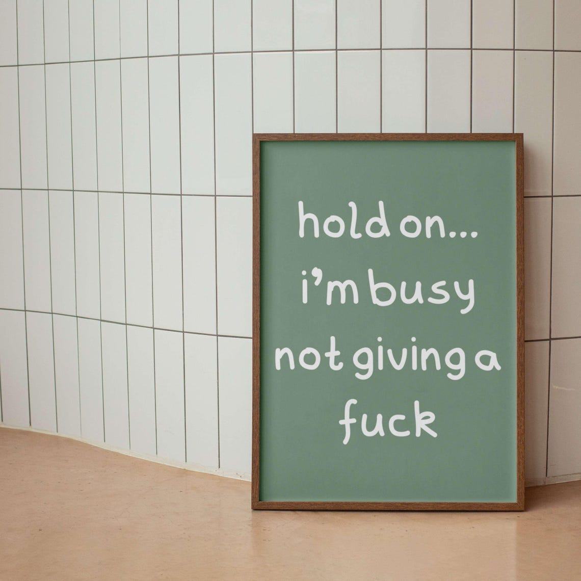 Hold On I Am Busy Not Giving a Fuck Sassy Navy Funny Quote Poster - Image 4