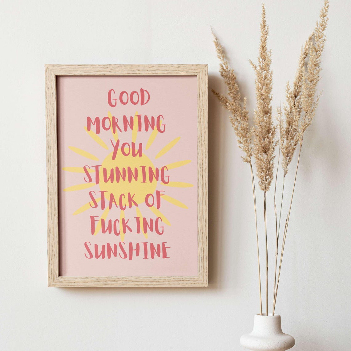 Good Morning Stunning Stack of Sunshine Sage Green Funny Poster - Image 3