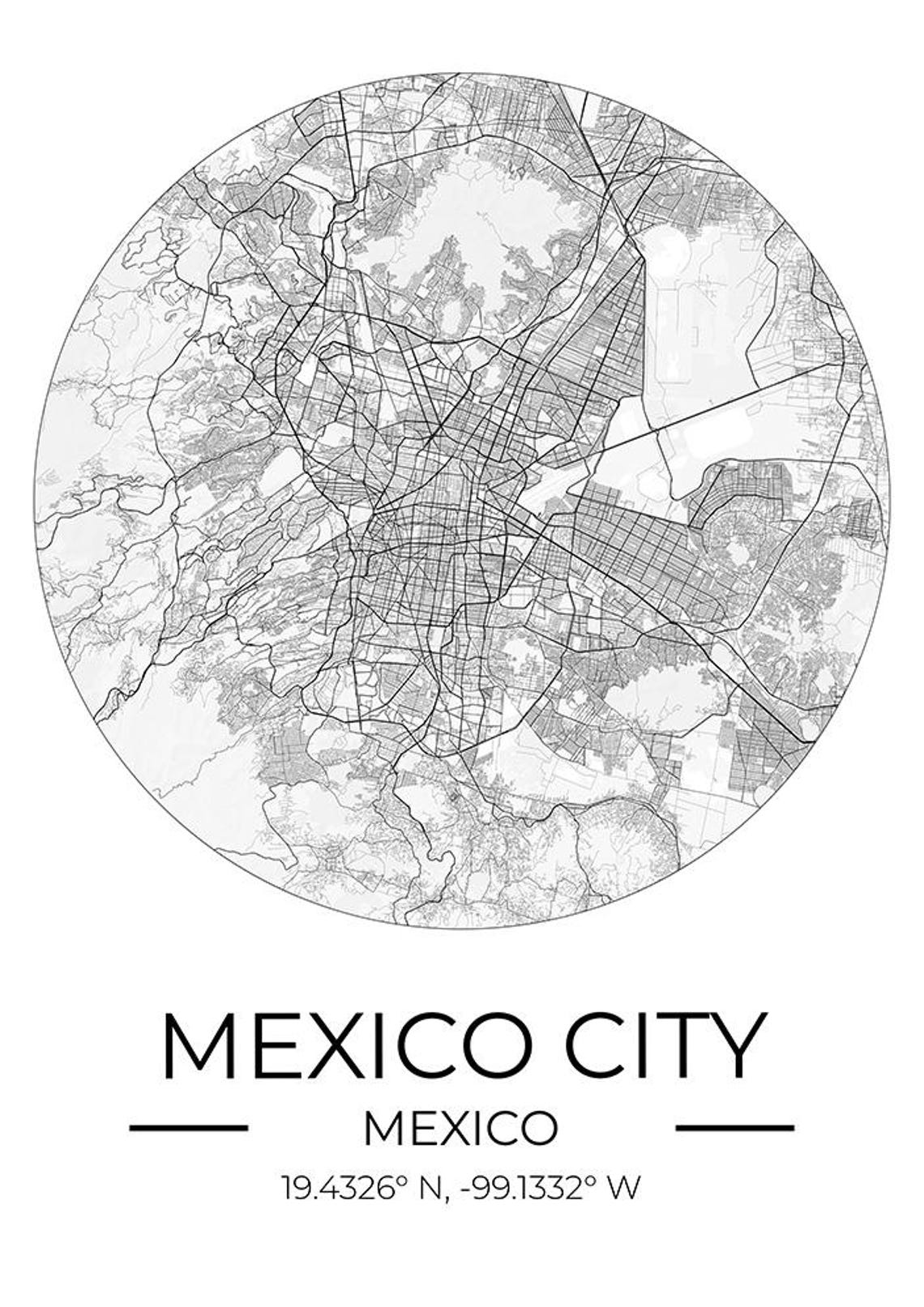 Mexico City Mexico Round City Street Map Art Travel Gift Poster - Image 4