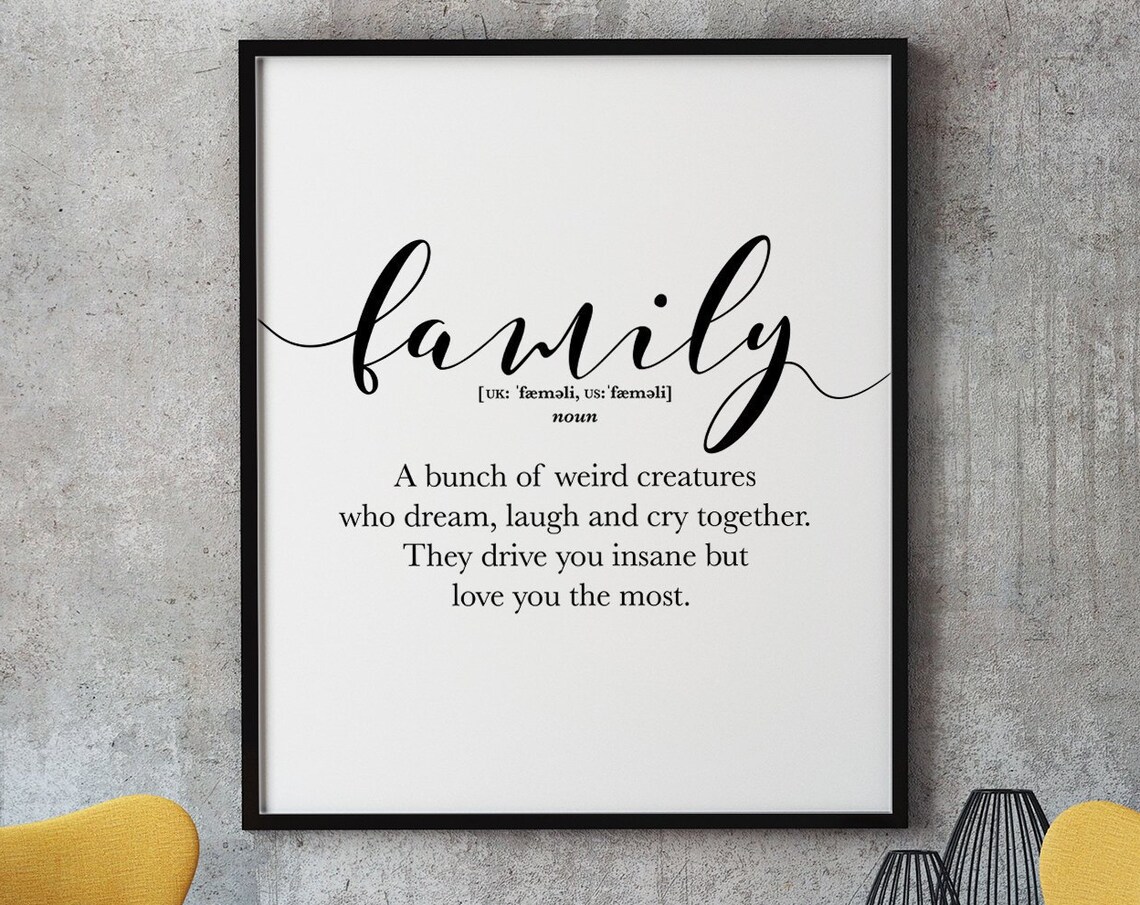 Family Quotes Word Definition Holiday Art Print