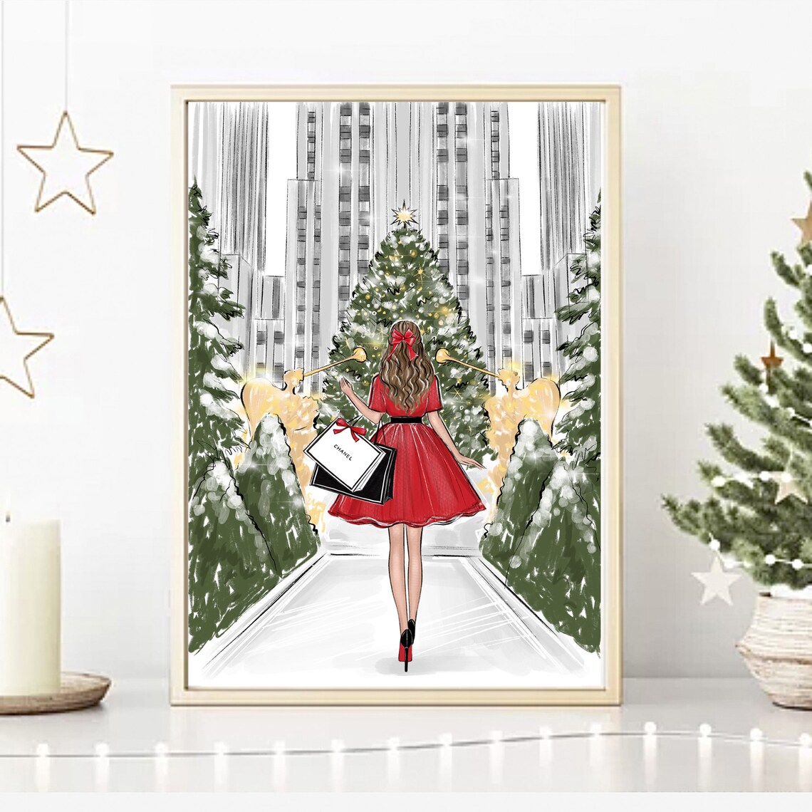 Christmas In New York Art Print, Holiday Sketch - Image 4