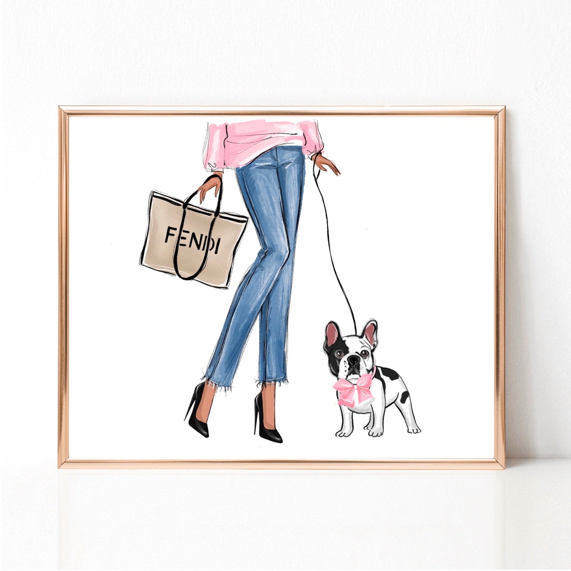 Custom Dog Artwork Fashion Illustration Personalized Dog Art Print Custom Girly Dog Wall Art Fashion Dog Portrait Dog Mom Gift - Image 2