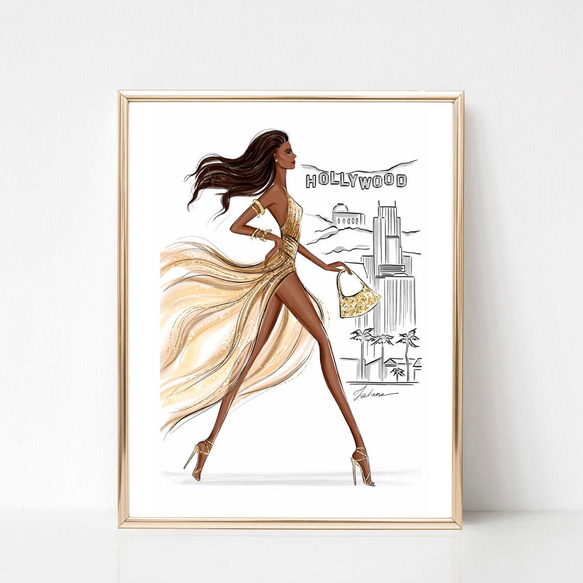 Girl In Hollywood Art Print Fashion Illustration Summer Fashion Wall Art Girly Wall Decor Fashion Bedroom Prints Fashion Lover Gift - Image 5