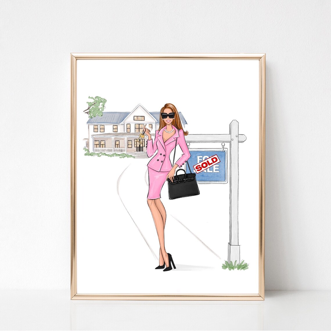 Personalized Real Estate Agent Fashion Sketch Print