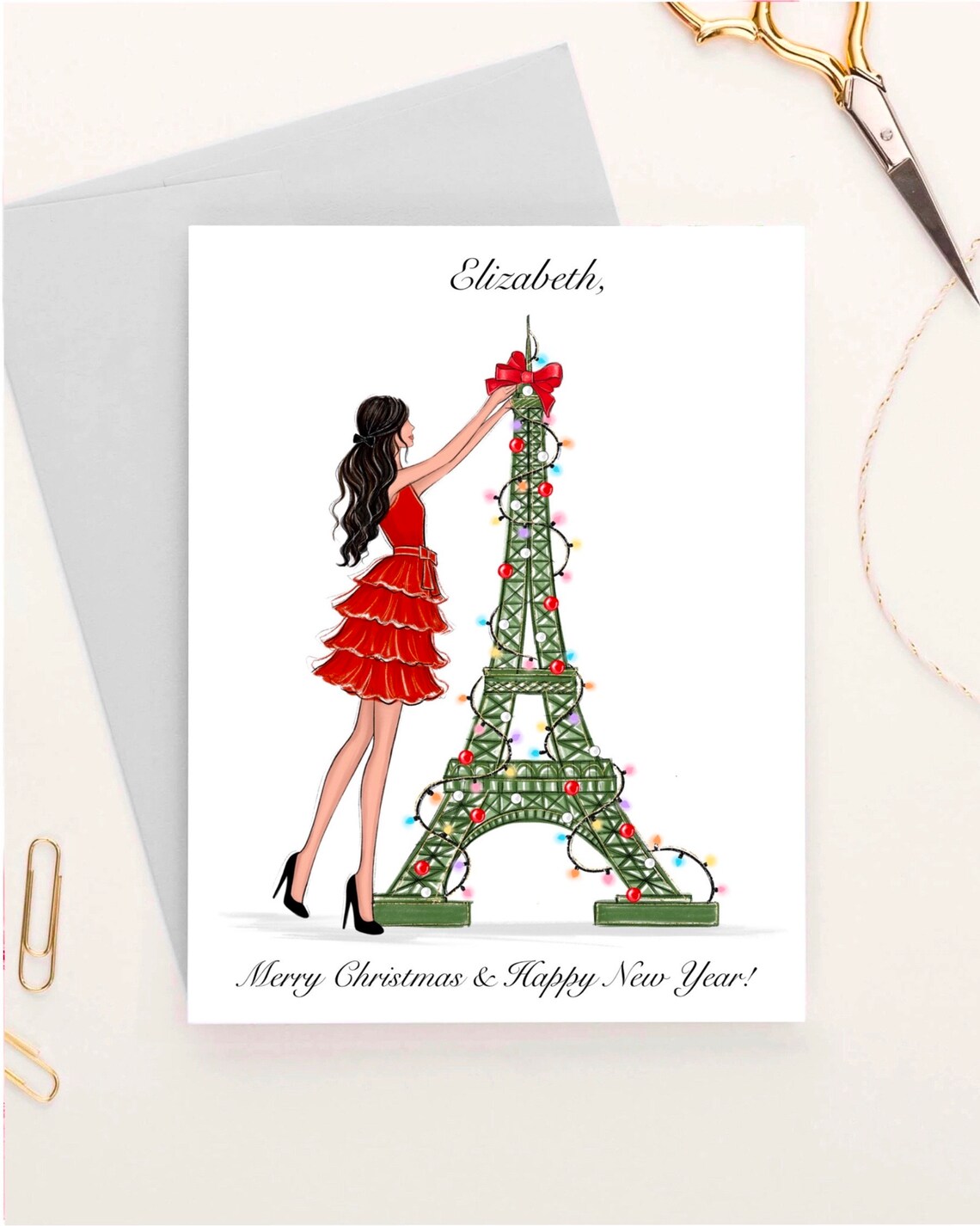 Personalized Christmas In Paris Greeting Card Print - Image 4