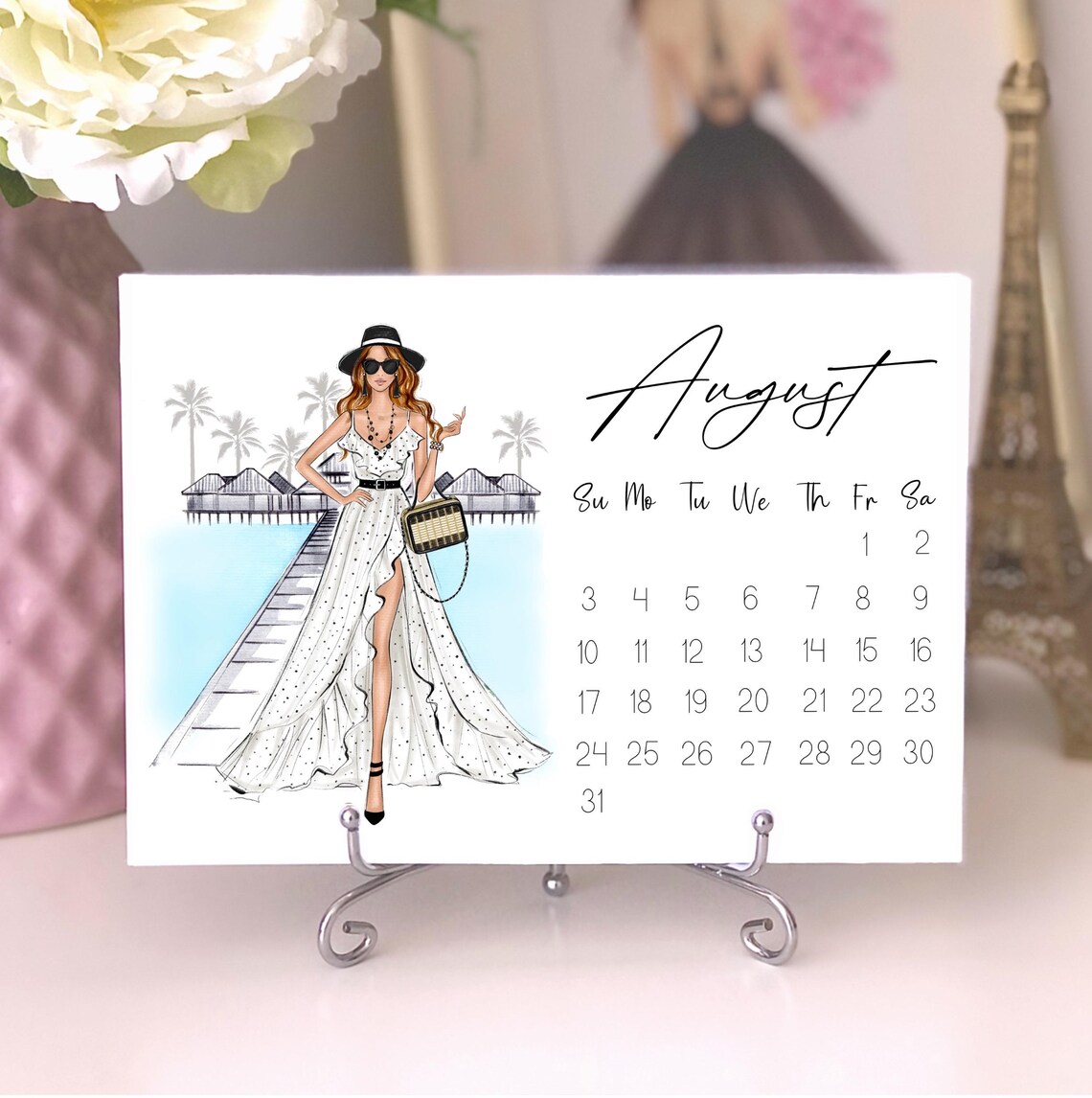 Fashion Illustrated 2025 Mini Calendar, Desk Decor - Image 3