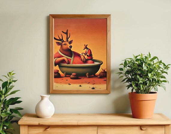 Deer Spa Animal Life Poster Print