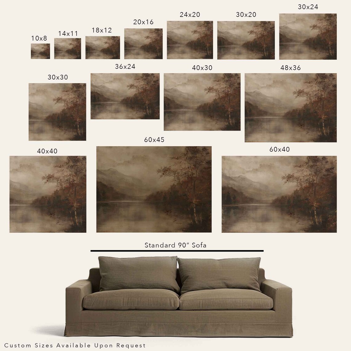Moody Fall Lake Landscape Vintage Autumn Art Print - Image 2