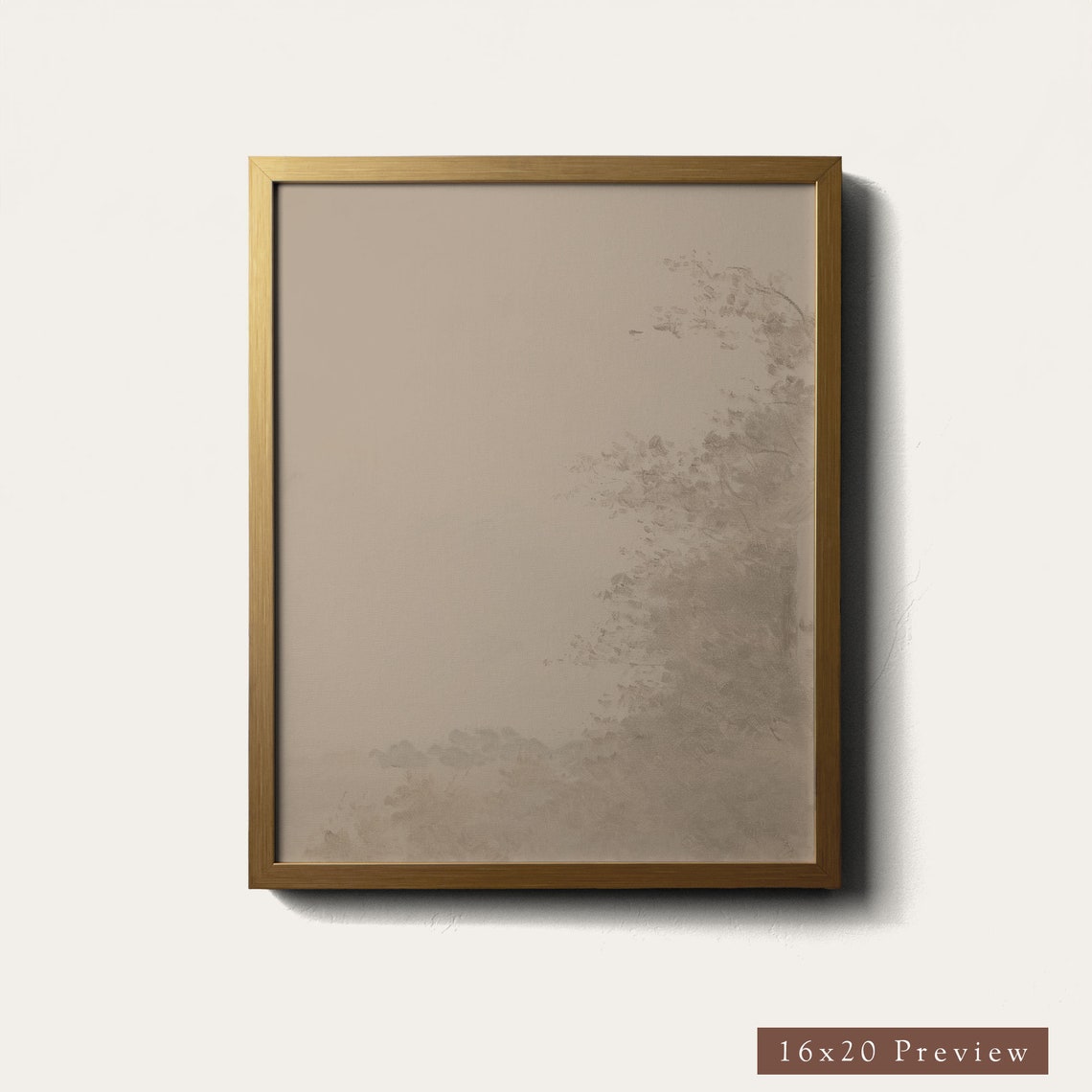 Abstract Sepia Landscape Faint Treeline Right Side Art Poster - Image 5