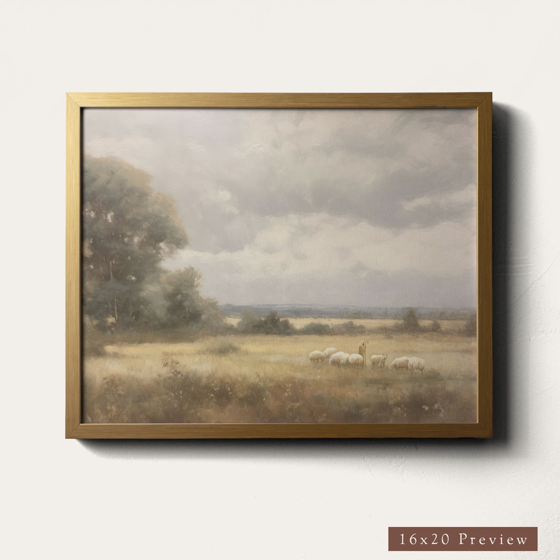 Hooded Figure On Sunlit Cypress Path Warm Neutral Faith Poster - Image 5