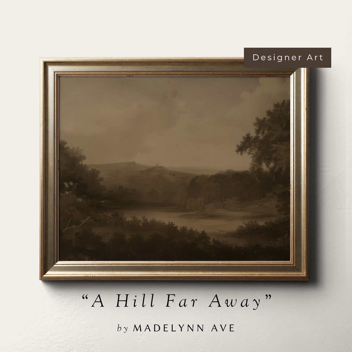 A Hill Far Away Sepia Valley Vintage Landscape Art Wall Poster