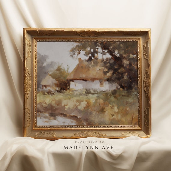 Vintage Country Cottage, Fall Farmhouse Art Print