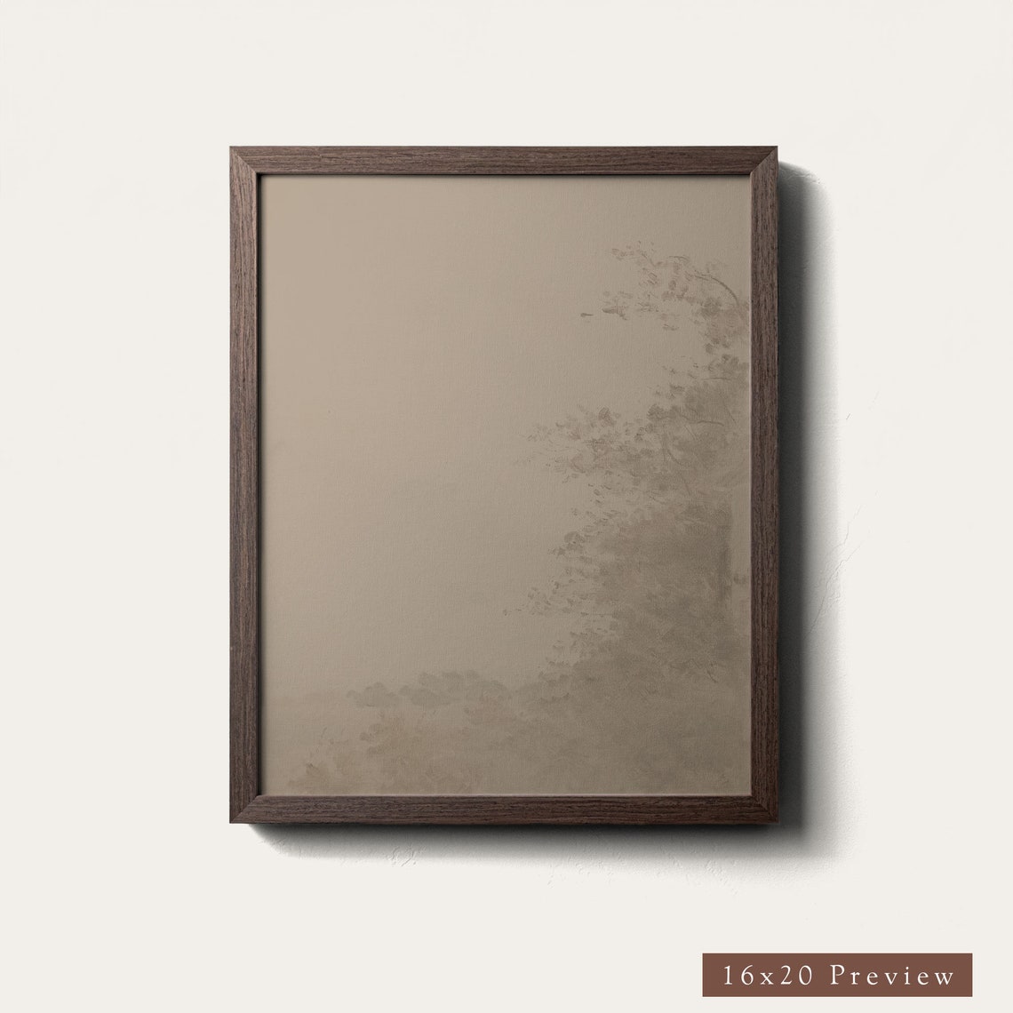 Abstract Sepia Landscape Faint Treeline Right Side Art Poster - Image 4