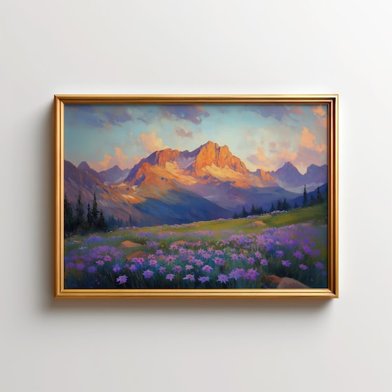 Rocky Mountain Sunset Wildflower Meadow Colorful Landscape Poster
