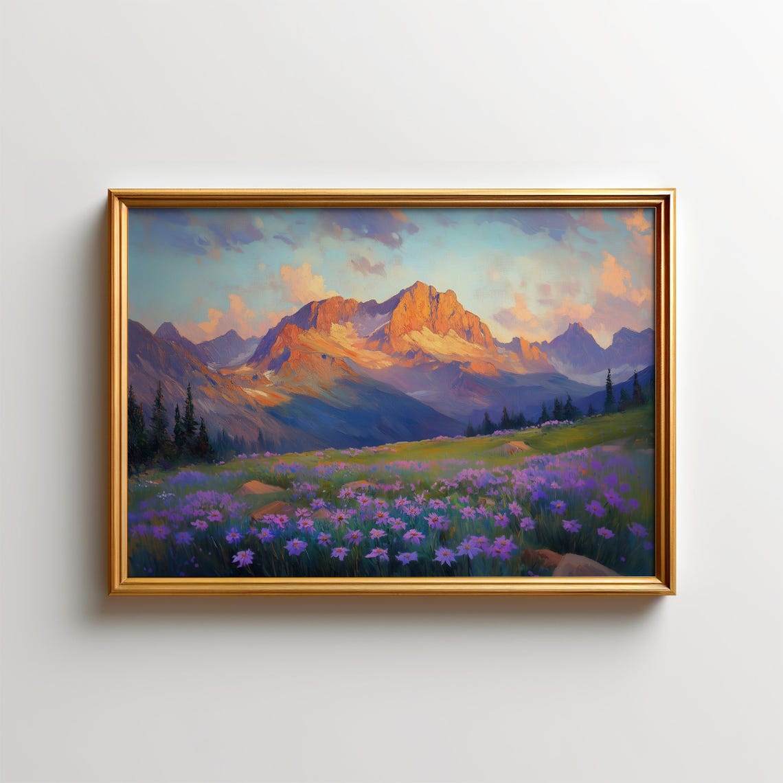 Rocky Mountain Sunset Wildflower Meadow Colorful Landscape Poster
