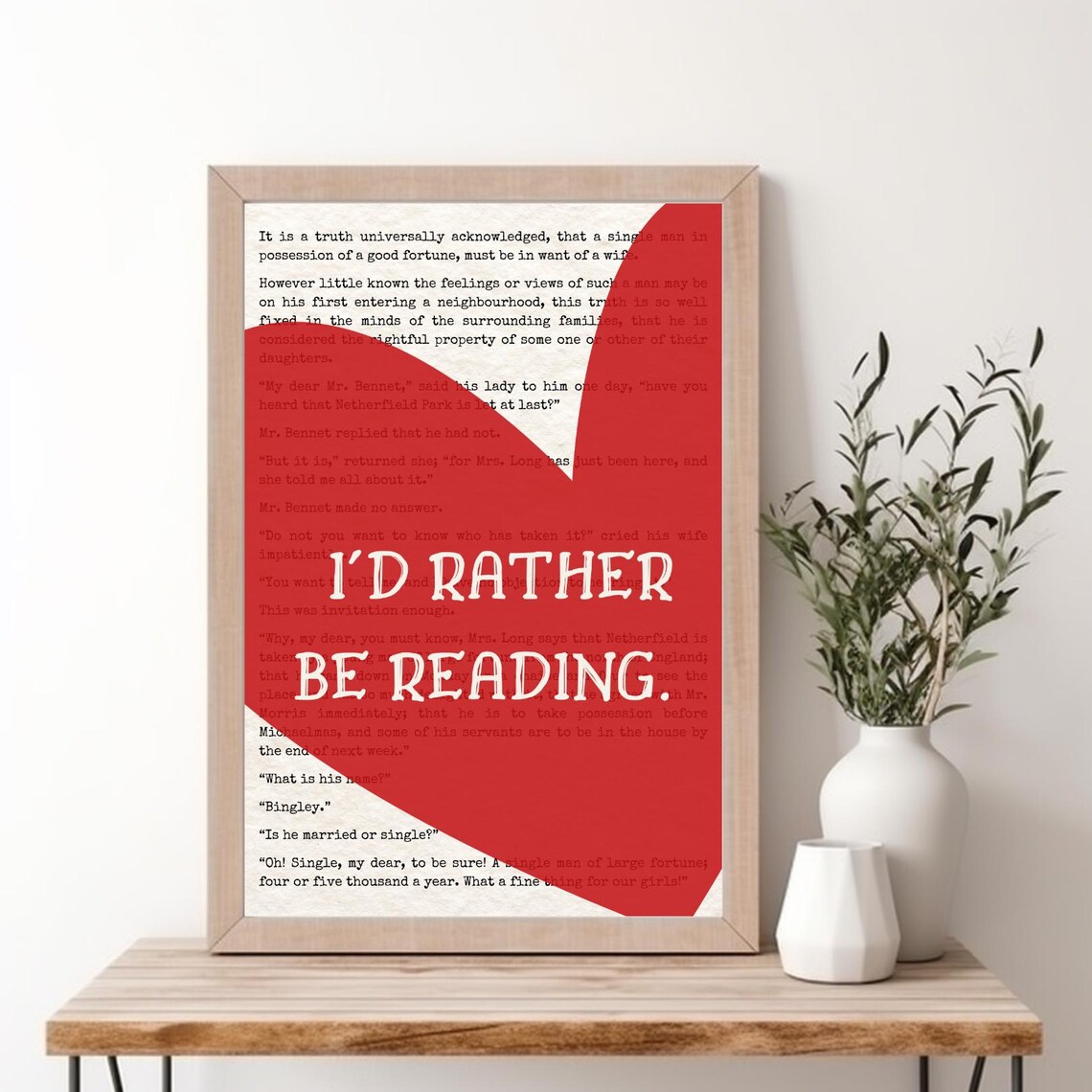 I'd Rather Be Reading Jane Austen Quote for Book Lovers Poster - Image 5