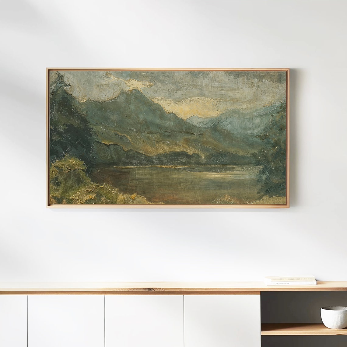 Moody Green Mountain Lake Vintage Wilderness Landscape Poster - Image 3