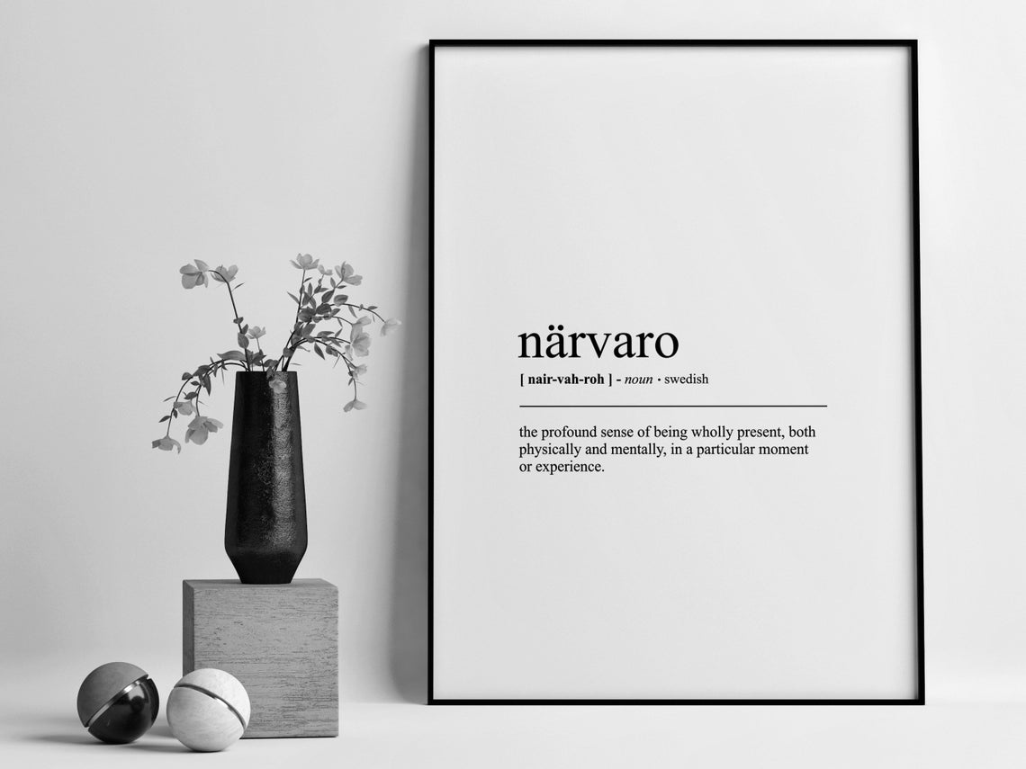 Narvaro Swedish Word Definition Minimalist Dictionary Poster - Image 2