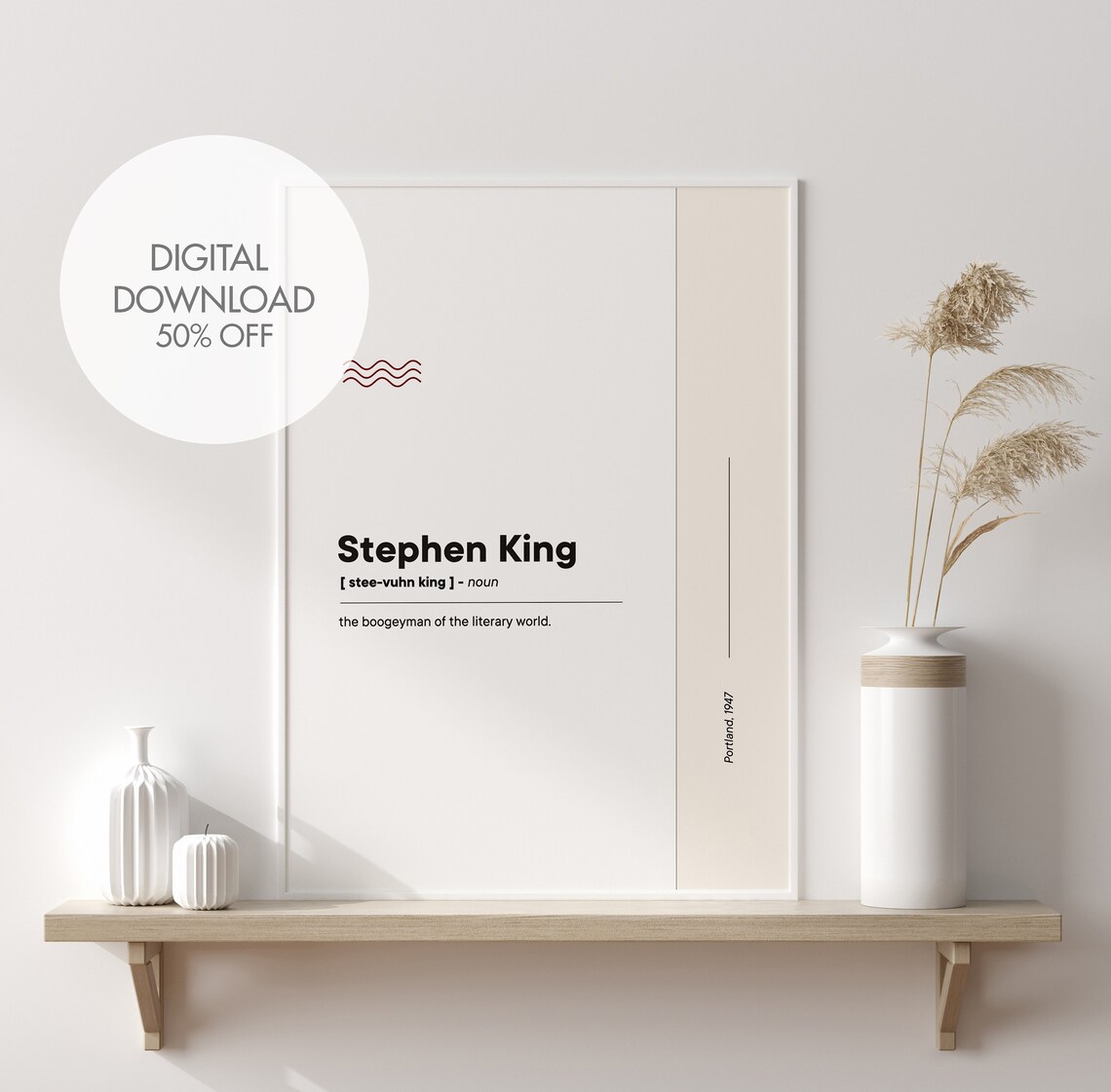 Stephen King Literature Art Print, Library Wall Decor