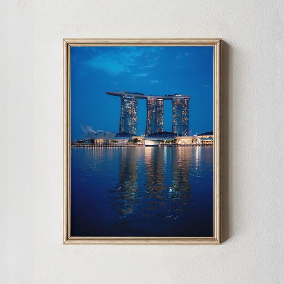 Marina Bay Sands Singapore Print Blue Hour City Skyline Photography