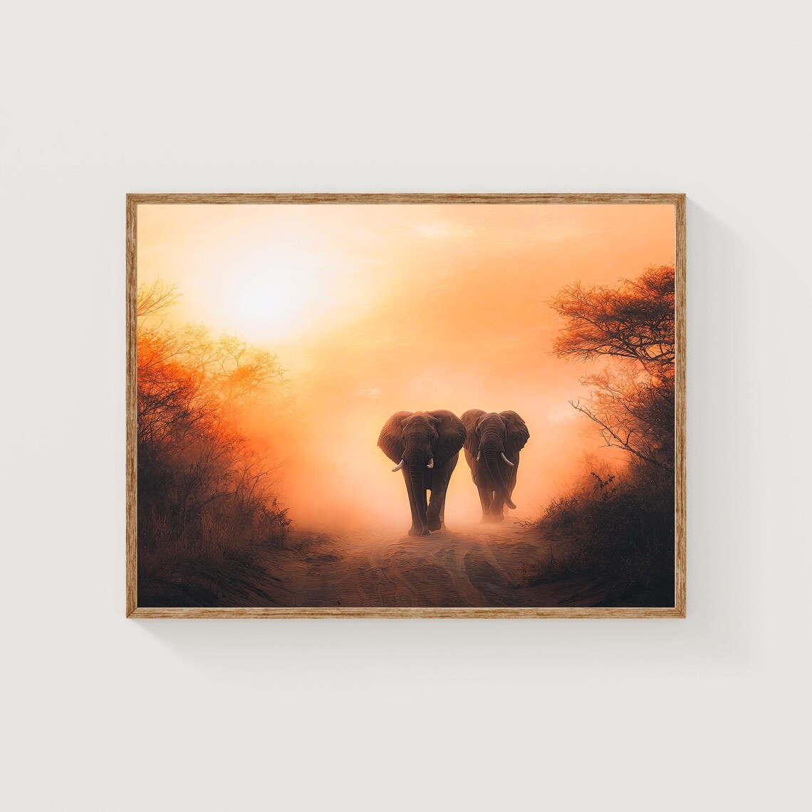 Elephant Sunset Print African Safari Wildlife Photography