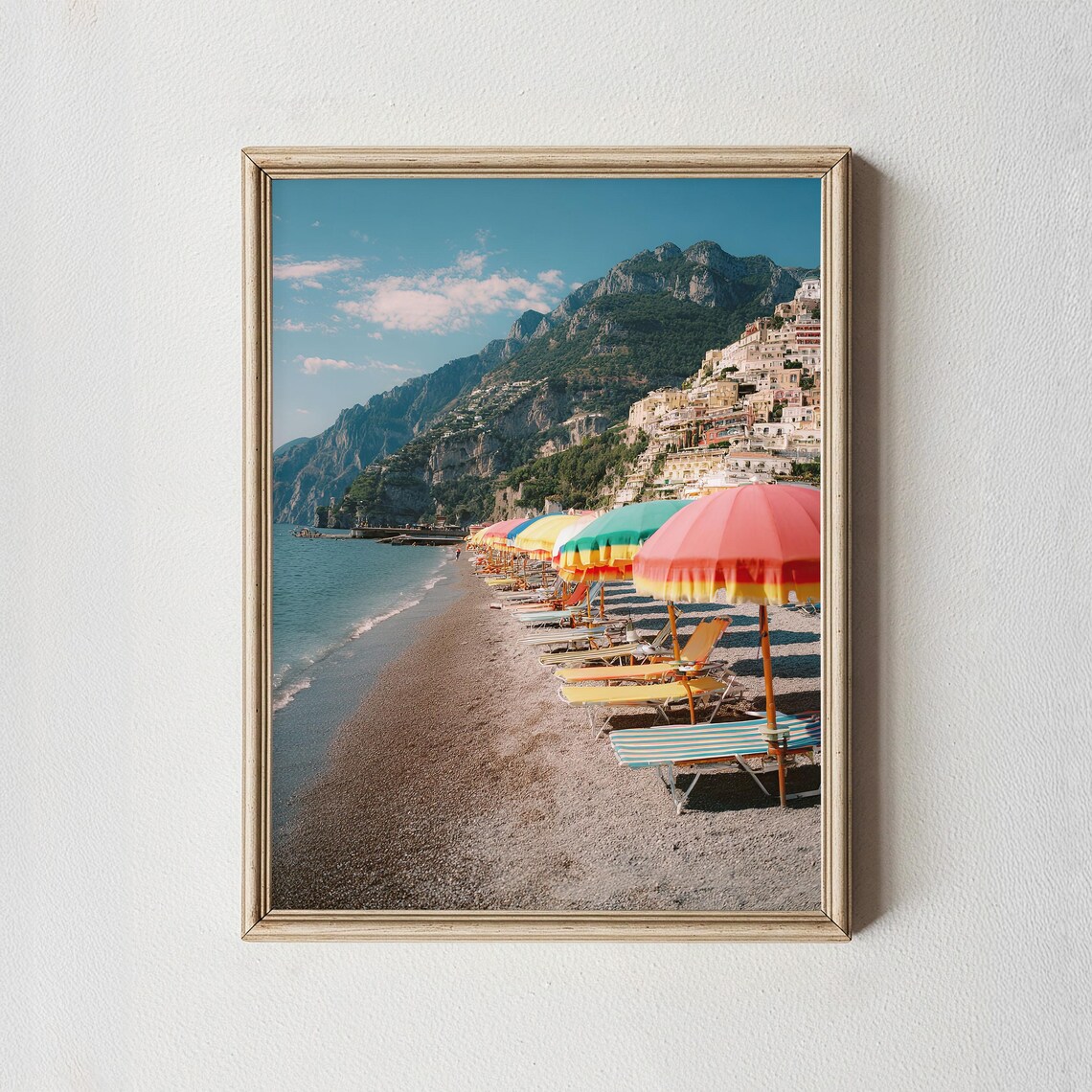 Positano Beach Colorful Umbrellas Amalfi Coast Summer Photo Poster