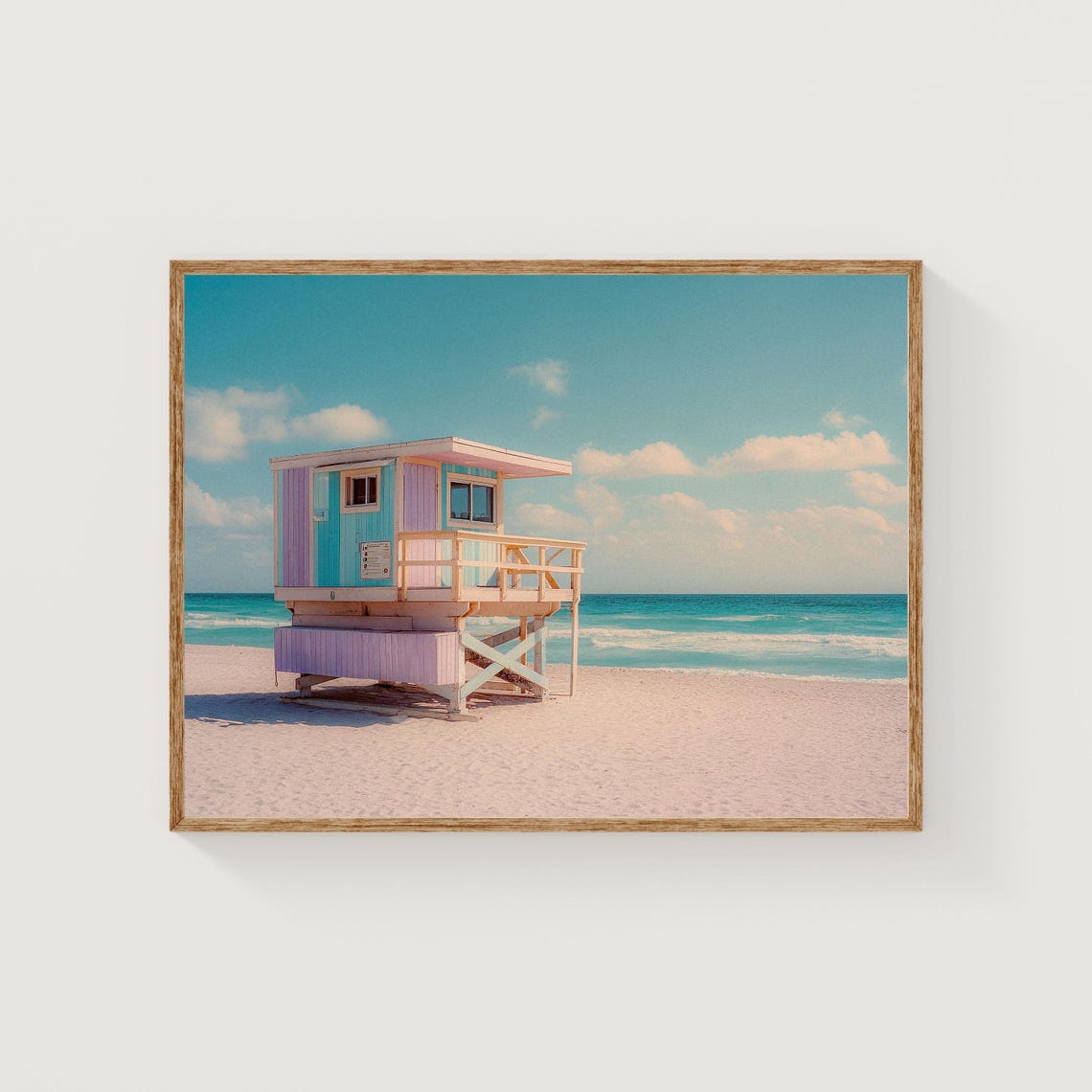 Miami Beach Pastel Lifeguard Tower Retro Coastal Photography Print