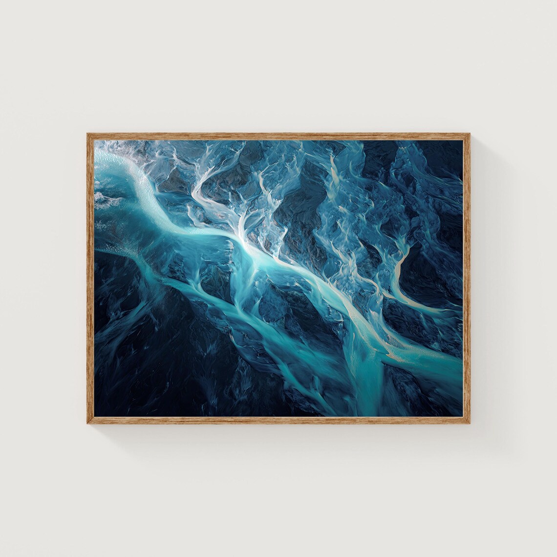Iceland Glacial River Abstract Aerial Art Print Minimalist Landscape