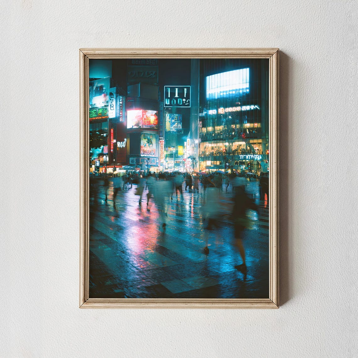 Shibuya Crossing Tokyo Night Neon Rain City Lights Photo Poster