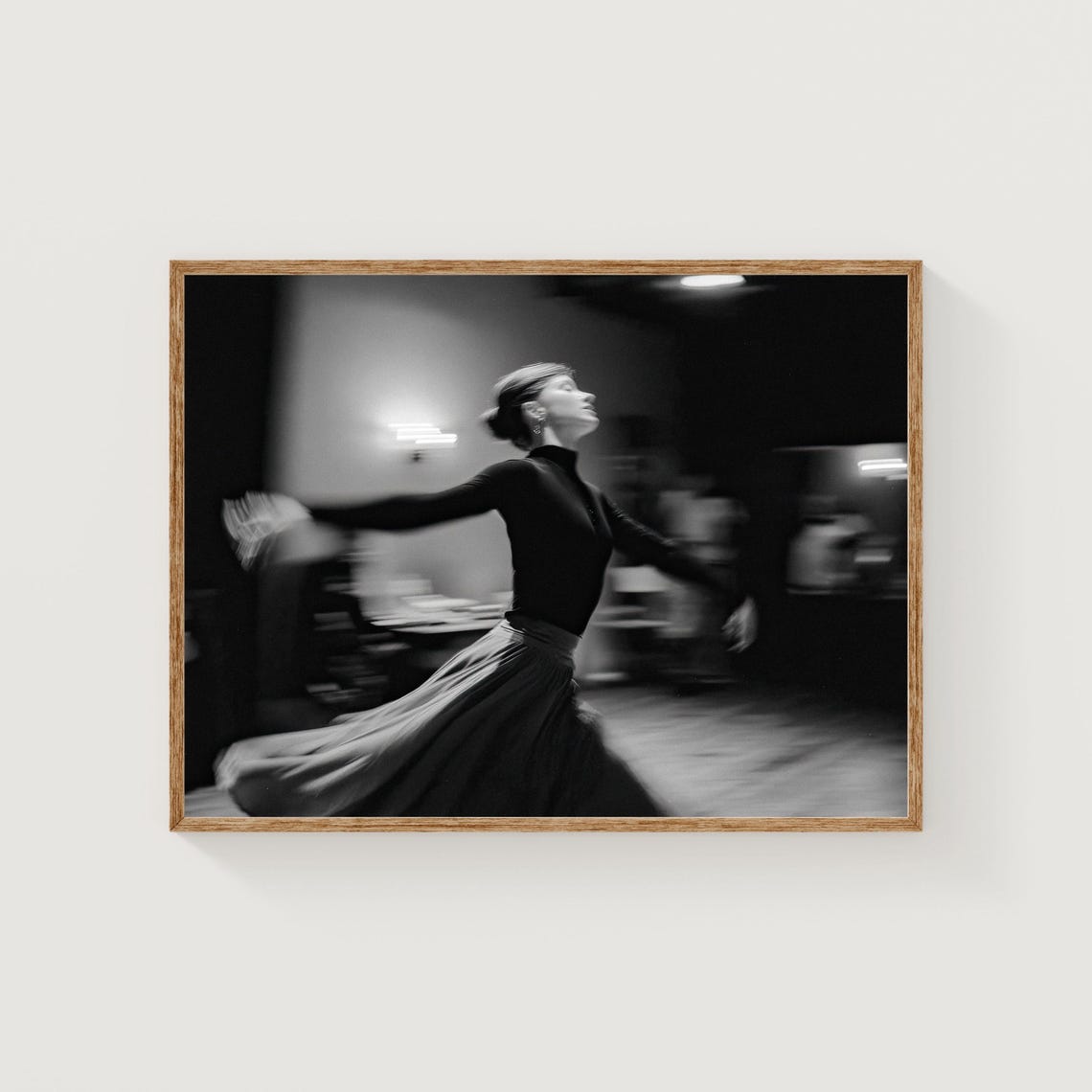 Black and White Motion Blur Dancer Elegant Dance Photography Wall Art