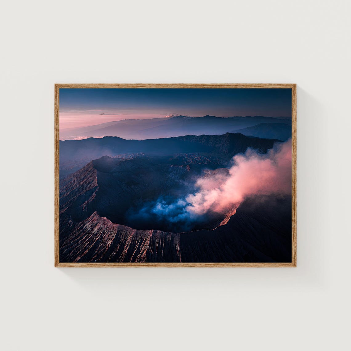 Mount Bromo Indonesia Volcano Crater Sunrise Pink Dawn Photo Poster