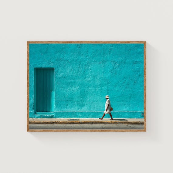 Havana Minimalist Print Turquoise Wall Photography Street Scene Art Modern Travel Fine