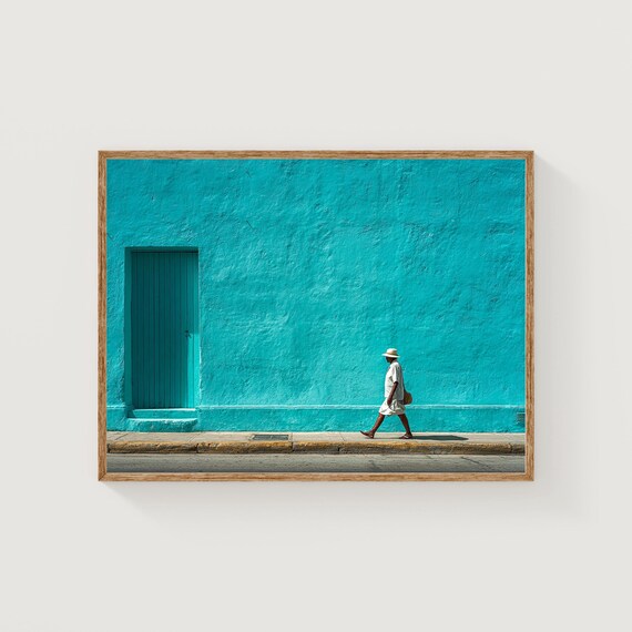 Havana Turquoise Street Wall Minimalist Photography Art Print