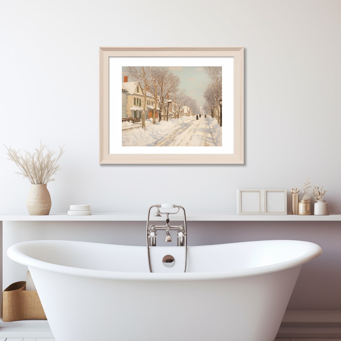 Snowy Neighborhood Street After a Winter Blizzard Scene Poster - Image 3
