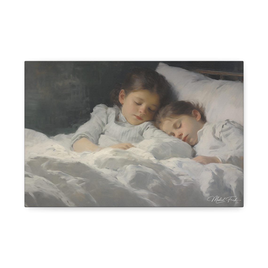 Two Sleeping Children Peaceful Night Nursery Room Decor Poster - Image 2