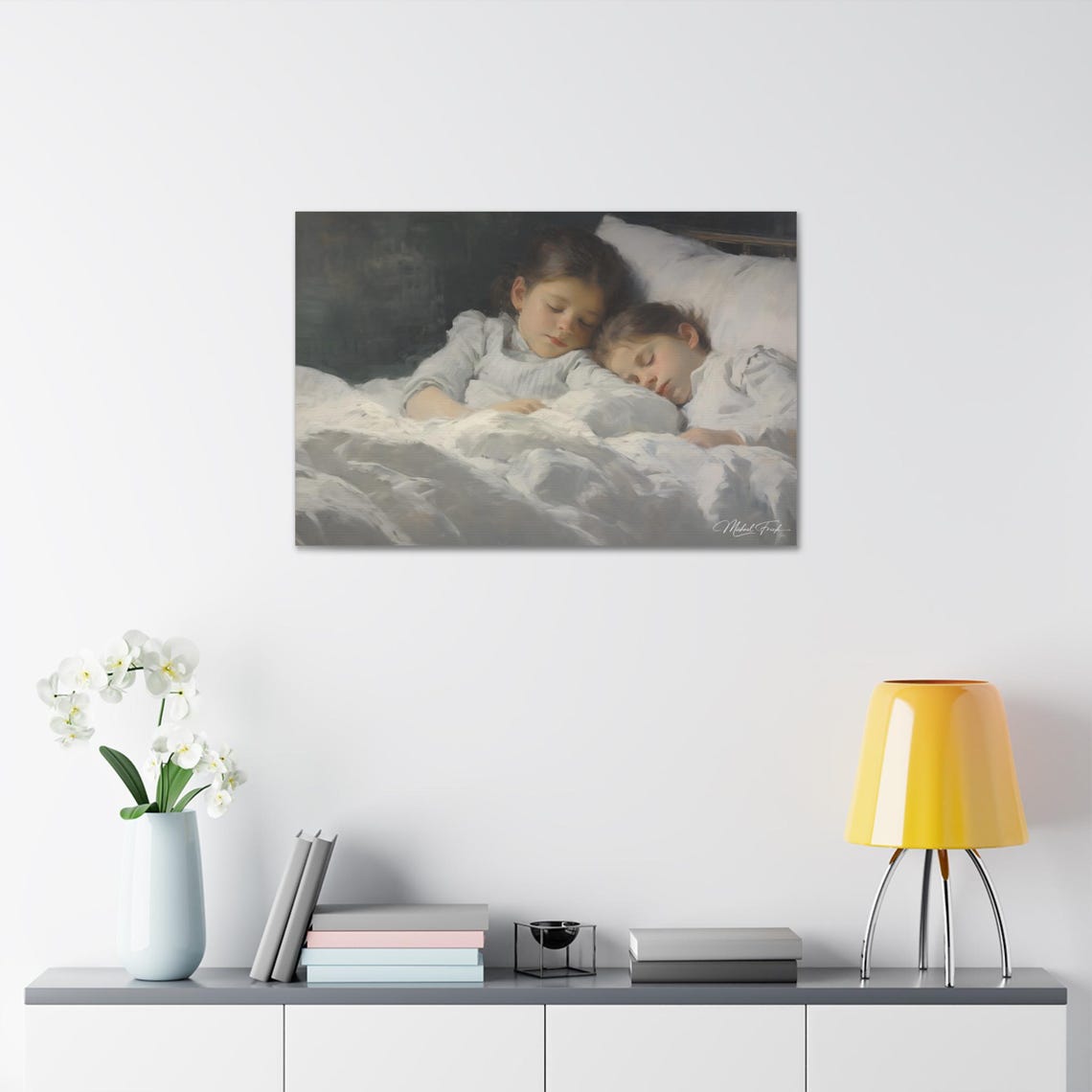 Two Sleeping Children Peaceful Night Nursery Room Decor Poster - Image 7
