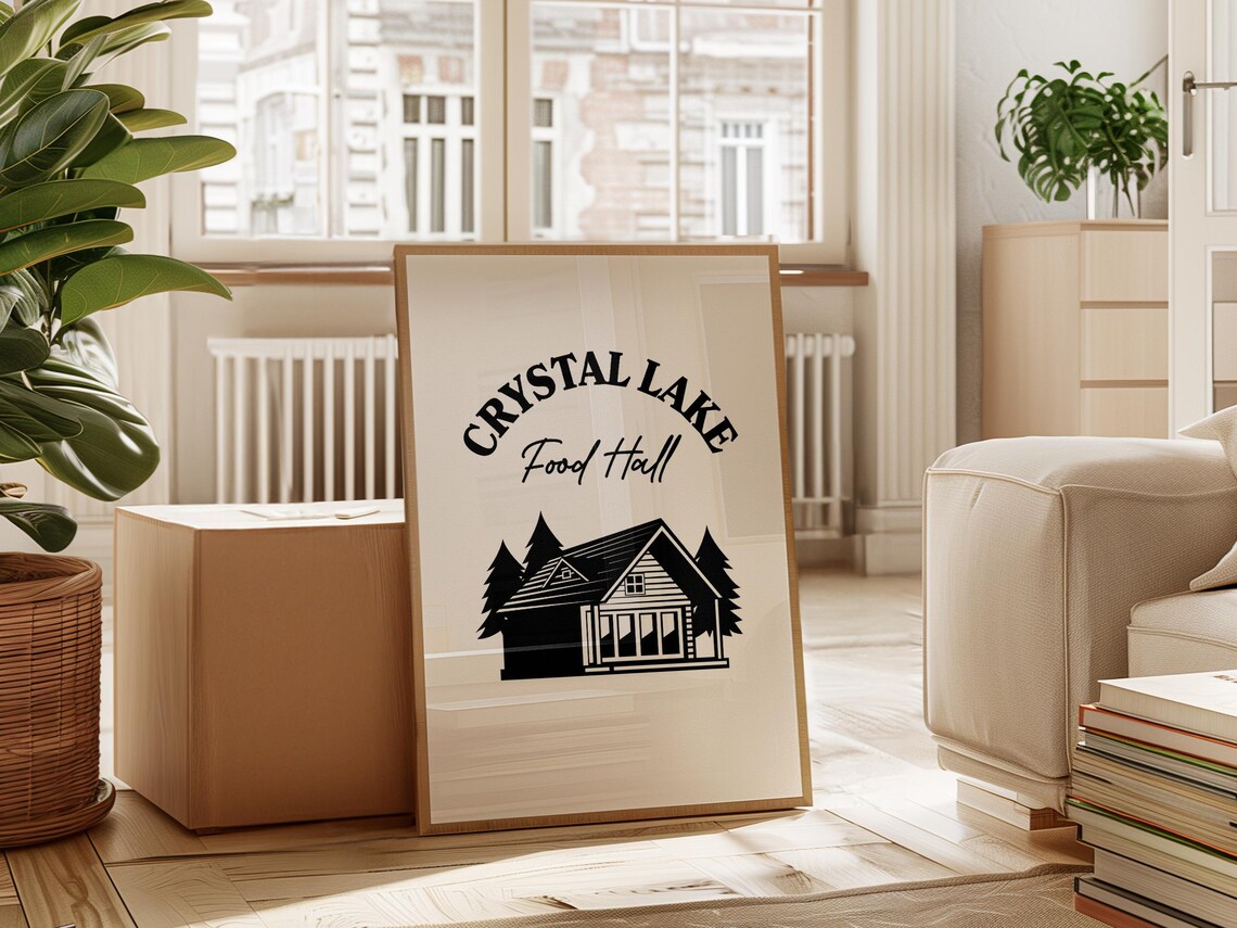 Funny Crystal Lake Food Hall Camp Cabin Logo Horror Parody Wall Poster - Image 4