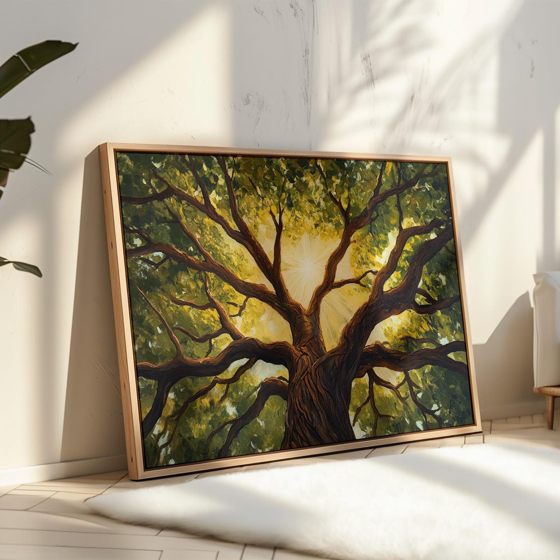 Majestic Oak Tree Canopy Sunlight Glowing Branches Wall Poster - Image 3