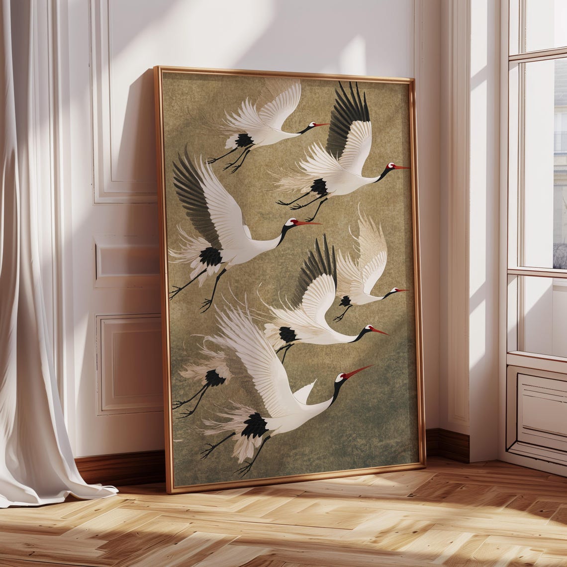 Elegant Japanese Crane, Minimalist Nature Art Print - Image 3
