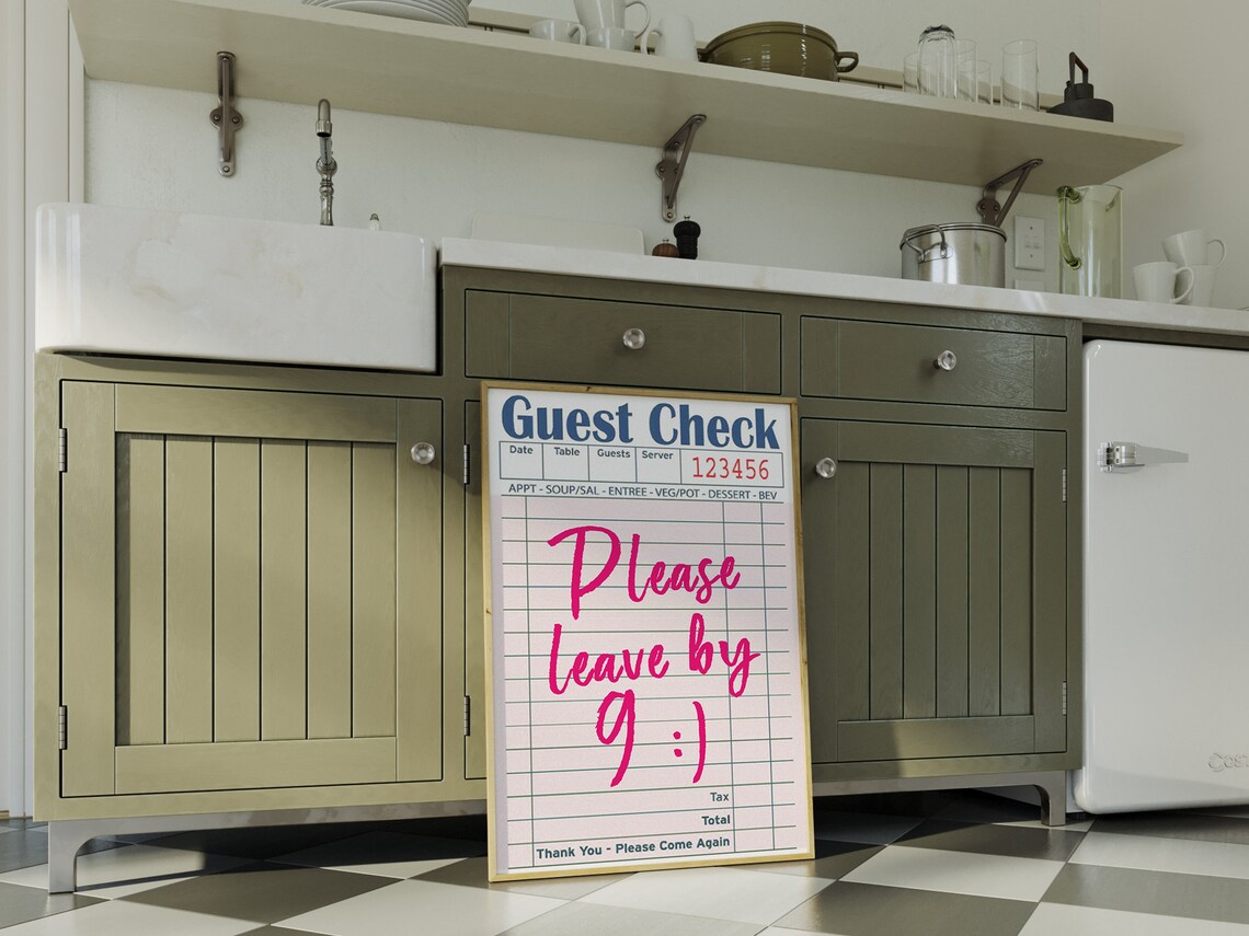 Guest Check Satire Wall Art, Boho Minimalist Retro - Image 4